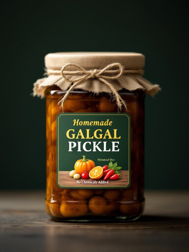 Homemade Galgal pickle (Himachali lemon achaar) in a traditional jar, made from mountain citrus fruits using local spices – tangy, spicy, and handcrafted in Himachal