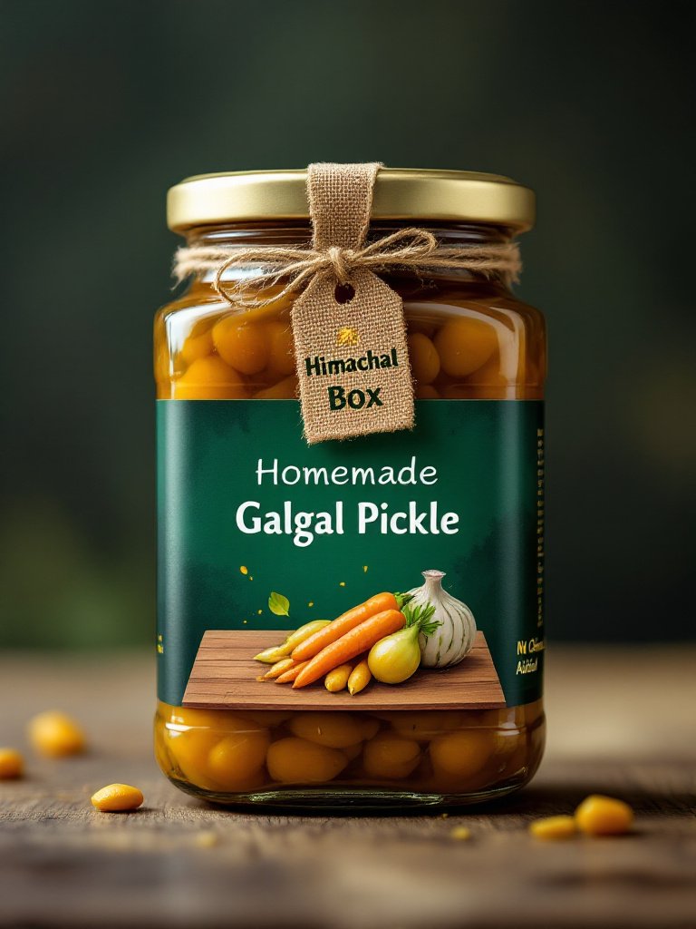 Homemade Galgal pickle (Himachali lemon achaar) in a traditional jar, made from mountain citrus fruits using local spices – tangy, spicy, and handcrafted in Himachal