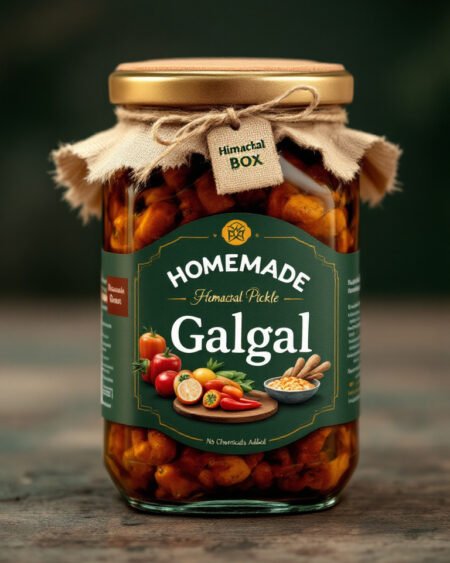Homemade Galgal pickle (Himachali lemon achaar) in a traditional jar, made from mountain citrus fruits using local spices – tangy, spicy, and handcrafted in Himachal