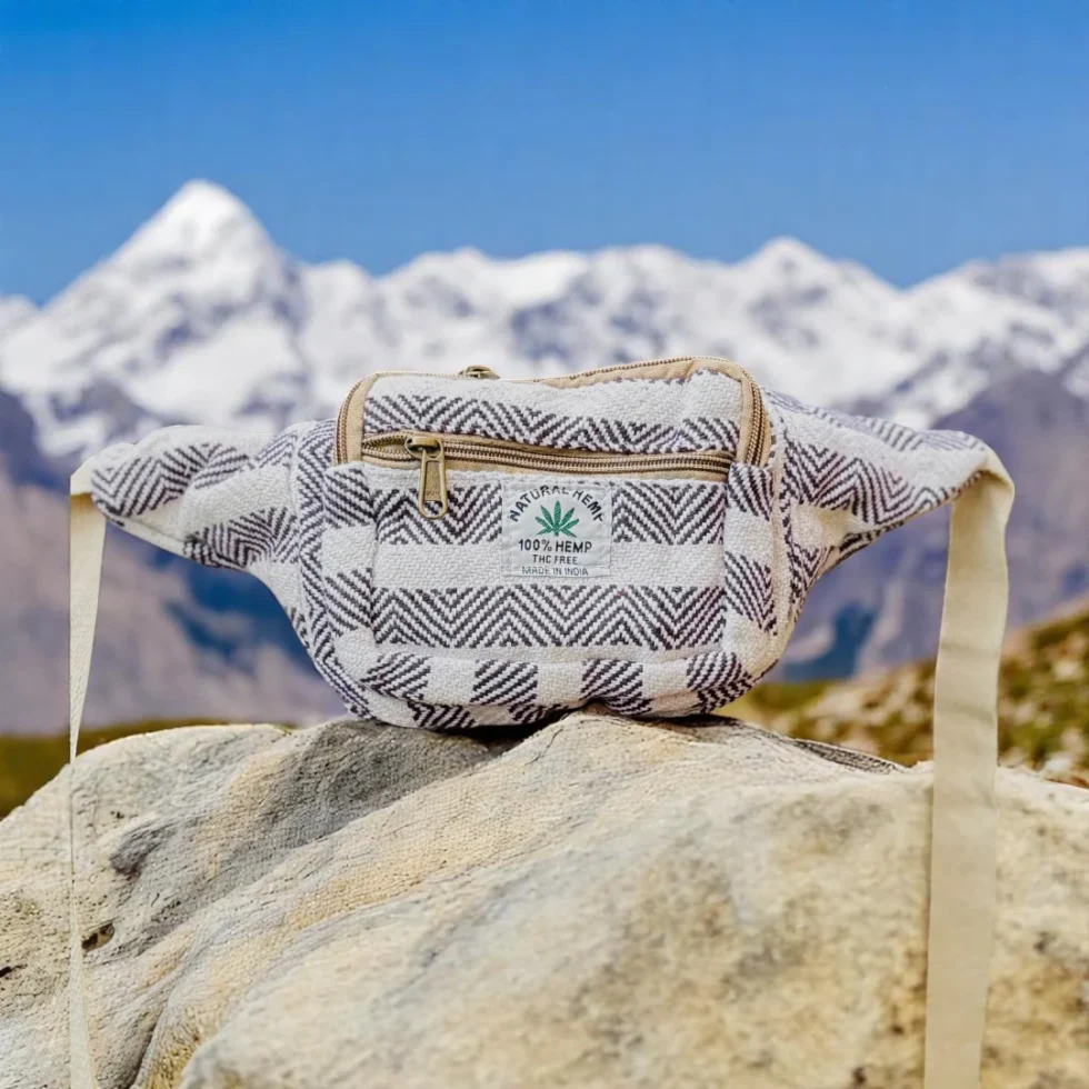 Pahadi Pulse Hemp Waist Pack – Handloom Travel Pouch from Himachal - Himachalbox.com