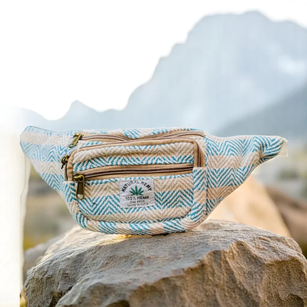 Himalayan Hemp Belt Bag – Tribal Print Unisex Waist Sling - Himachalbox.com