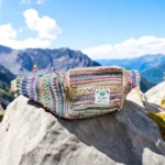 Pahadi Hands-Free Hemp Waist Pouch – Black & White Tribal Weave