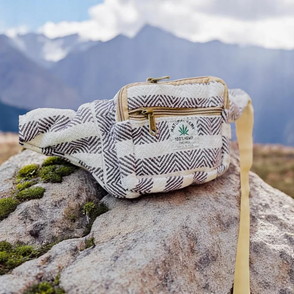 Pahadi Pulse Hemp Waist Pack – Handloom Travel Pouch from Himachal - Himachalbox.com