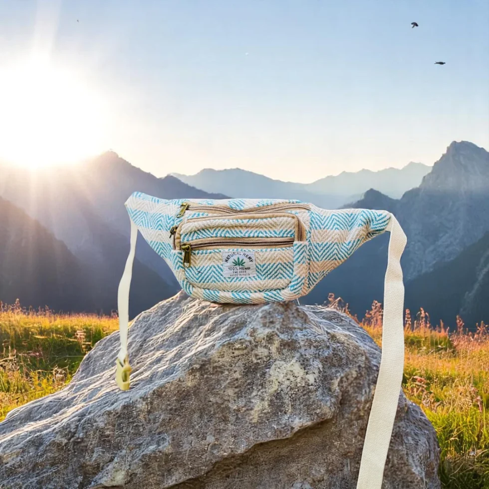 Himalayan Hemp Belt Bag – Tribal Print Unisex Waist Sling - Himachalbox.com