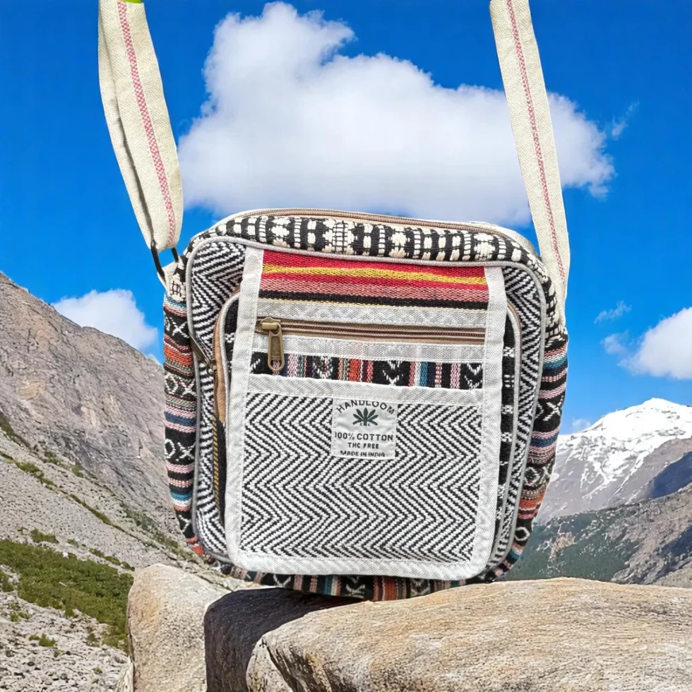 Mountain Threads Sling Bag – Handcrafted Cotton & Hemp Pahadi Side Bag - Himachalbox.com