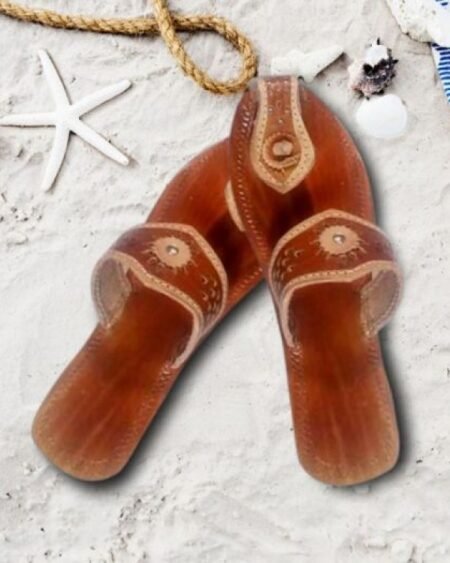 Handmade Chamba Leather Slippers – Ethnic Himachali Chappals with Chamba Embroidery