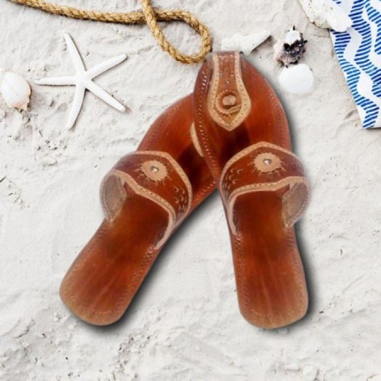 Handmade Chamba Leather Slippers – Ethnic Himachali Chappals with Chamba Embroidery