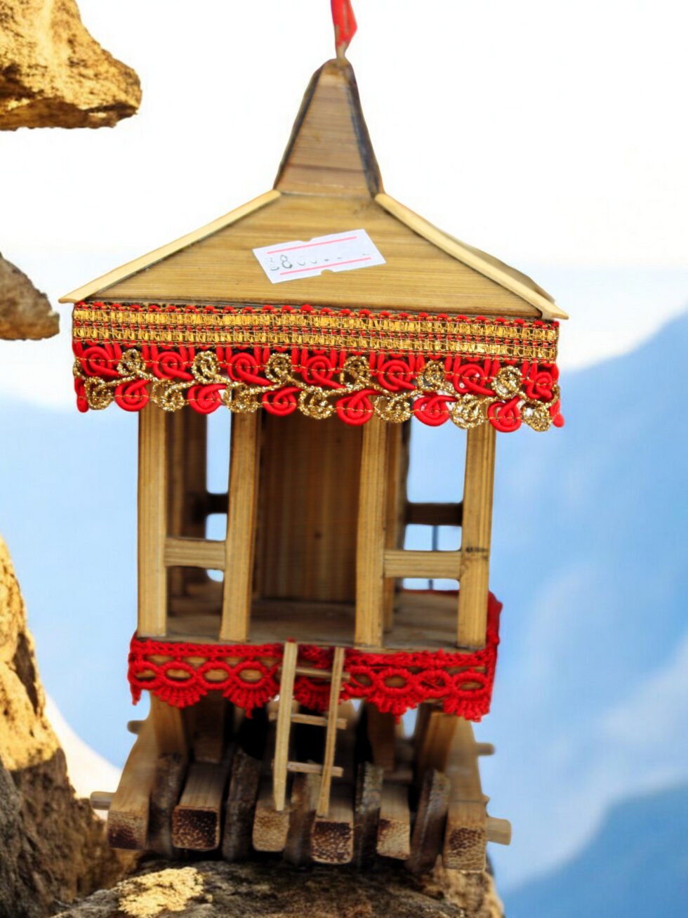 Handmade Bamboo Himachali Temple Rath – Miniature Chariot of Devotion