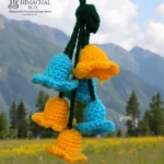 Handmade Crochet Bell Flower Bunch – Himalayan Craft Charm in Blue & Yellow