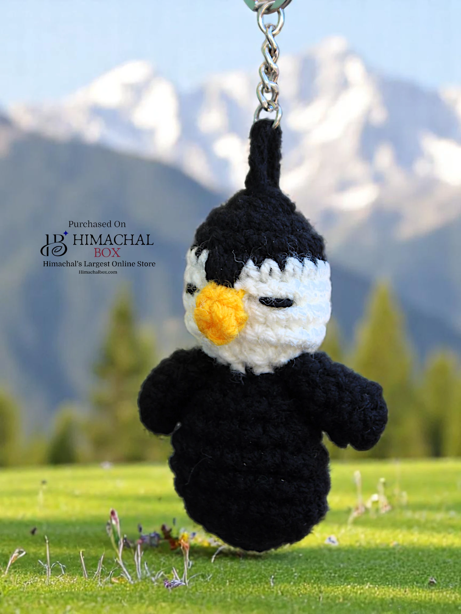 Handmade Crochet Penguin Keychain – Cute Winter Accessory Available on HimachalBox