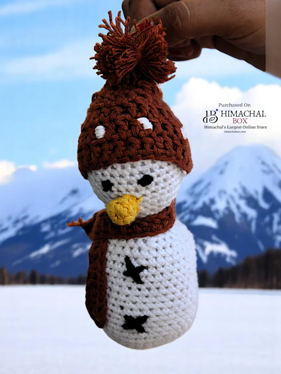 Handmade Crochet Snowman Keychain Toy – Winter Charm HimachalBox Exclusive