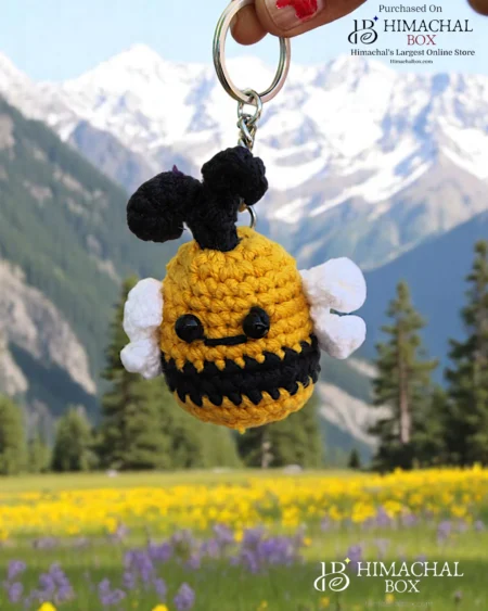 Handmade Hand Crochet Bee Keychain – Cute Yellow Buzzing Charm Available on HimachalBox