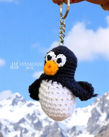 Handmade Woolen Penguin Keychain – Cute Crochet Toy from the Himalayas