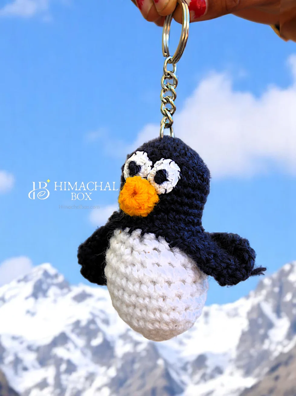 Handmade Woolen Penguin Keychain – Cute Crochet Toy from the Himalayas