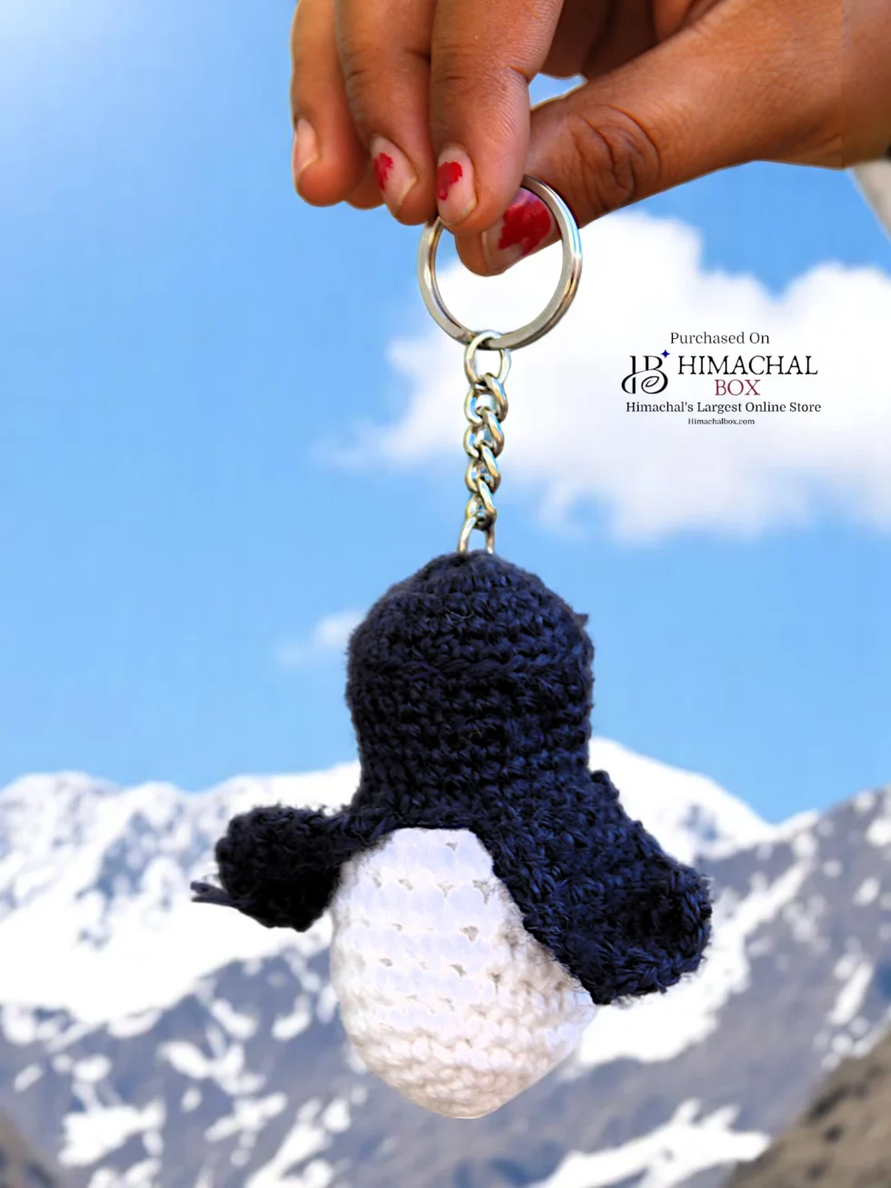 Handmade Woolen Penguin Keychain – Cute Crochet Toy from the Himalayas