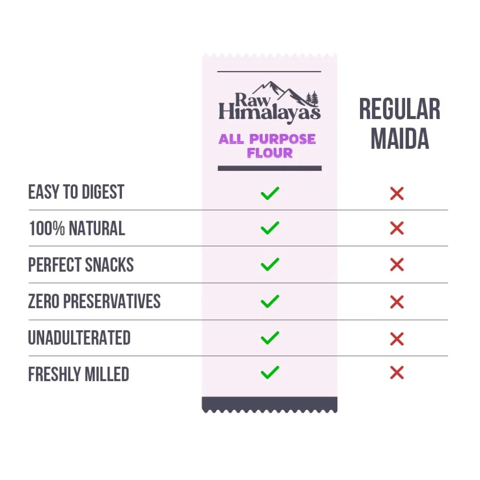 Raw Himalayas T55 All-Purpose Flour – High-Protein, Unbleached Himalayan Wheat - Himachalbox.com