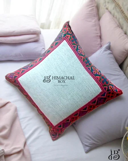 Brighten your home with a colorful Himachali cushion cover featuring authentic Kullu Patti. A handcrafted blend of culture, tradition, and charm for your bedroom or lounge.