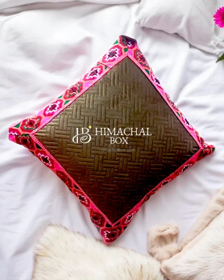 Authentic Himachali Cushion Cover with Handwoven Kullu Patti – Culture in Every Thread