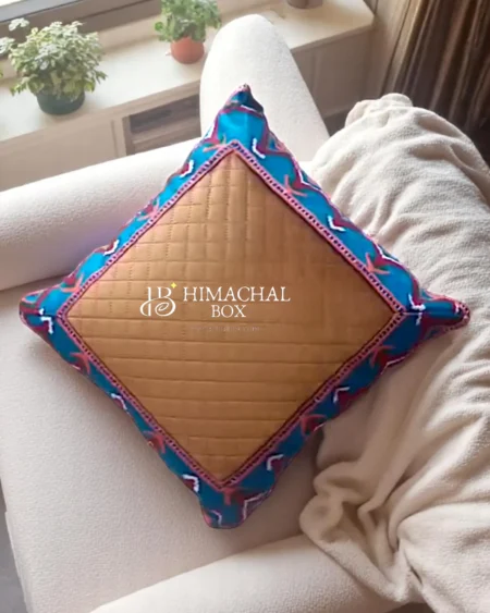 Himachali Handcrafted Cushion Cover with Kullu Border – Ethnic Elegance for Every Room