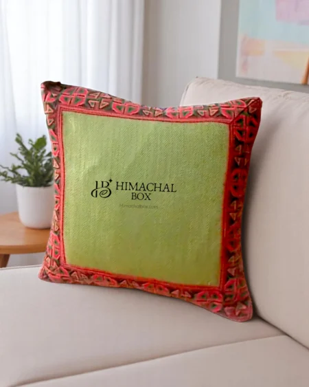 Traditional Himachali Cushion Cover with Handwoven Kullu Patti – Crafted Elegance for Every Home - Himachalbox.com