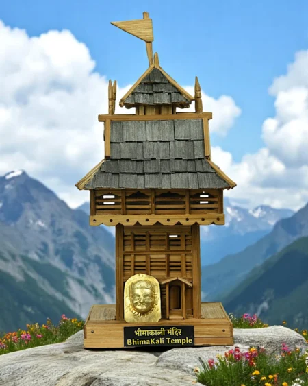 Handcrafted Wooden Replica of Bhimakali Temple – Sacred Shakti Peeth of Sarahan – Kath-Kuni Style Spiritual Gift