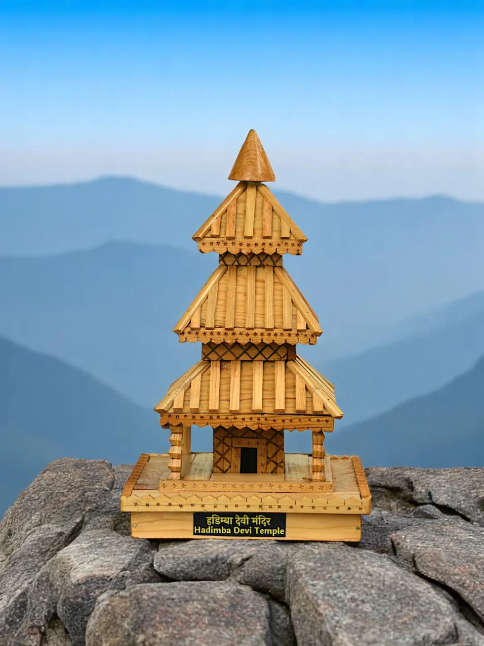 Handcrafted Wooden Replica of Hadimba Devi Temple – Manali’s Iconic Pagoda-Style Heritage Gift