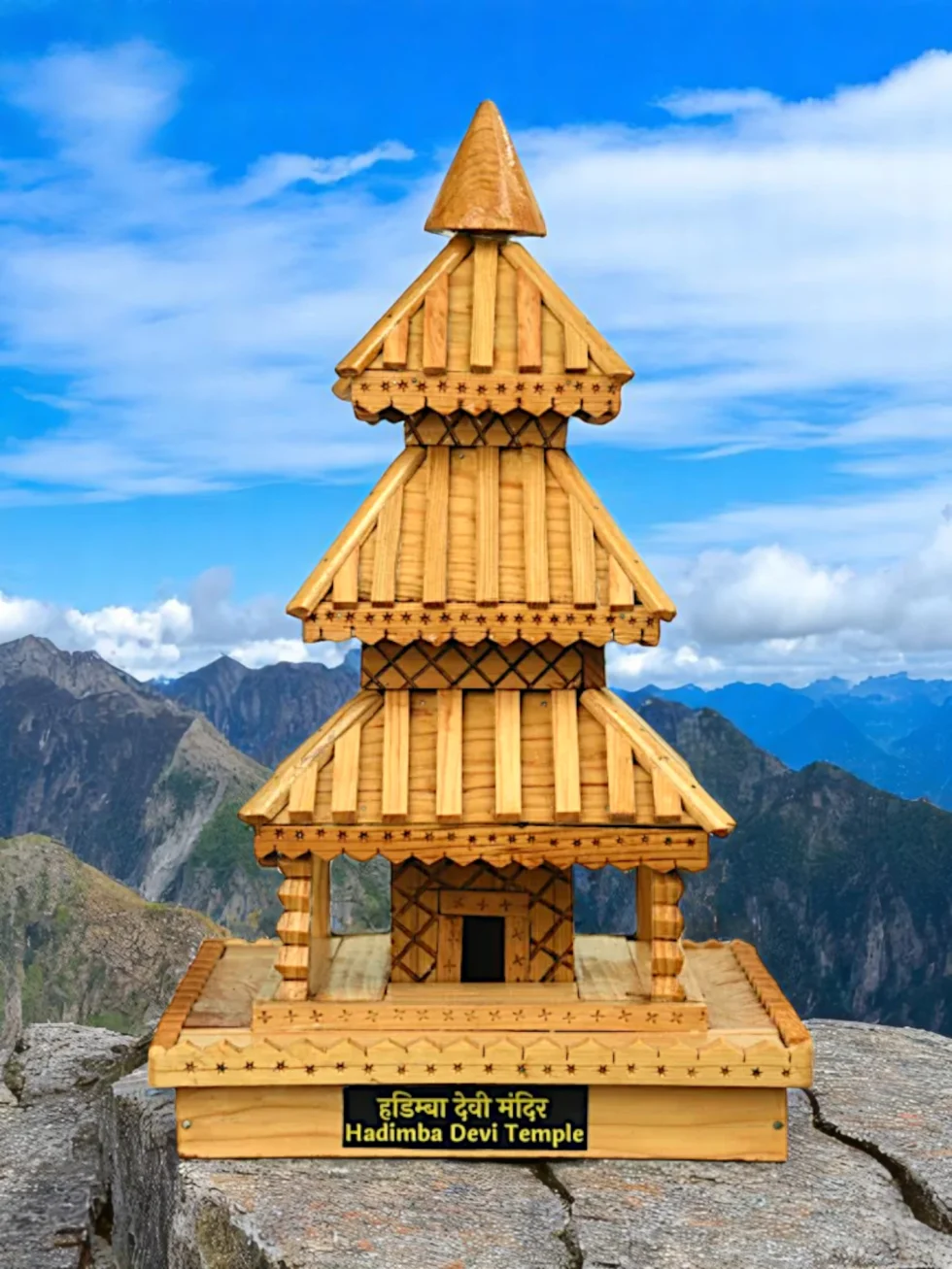Handcrafted Wooden Replica of Hadimba Devi Temple – Manali’s Iconic Pagoda-Style Heritage Gift