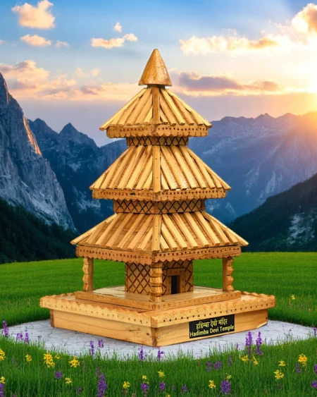 Handcrafted Wooden Replica of Hadimba Devi Temple – Manali’s Iconic Pagoda-Style Heritage Gift