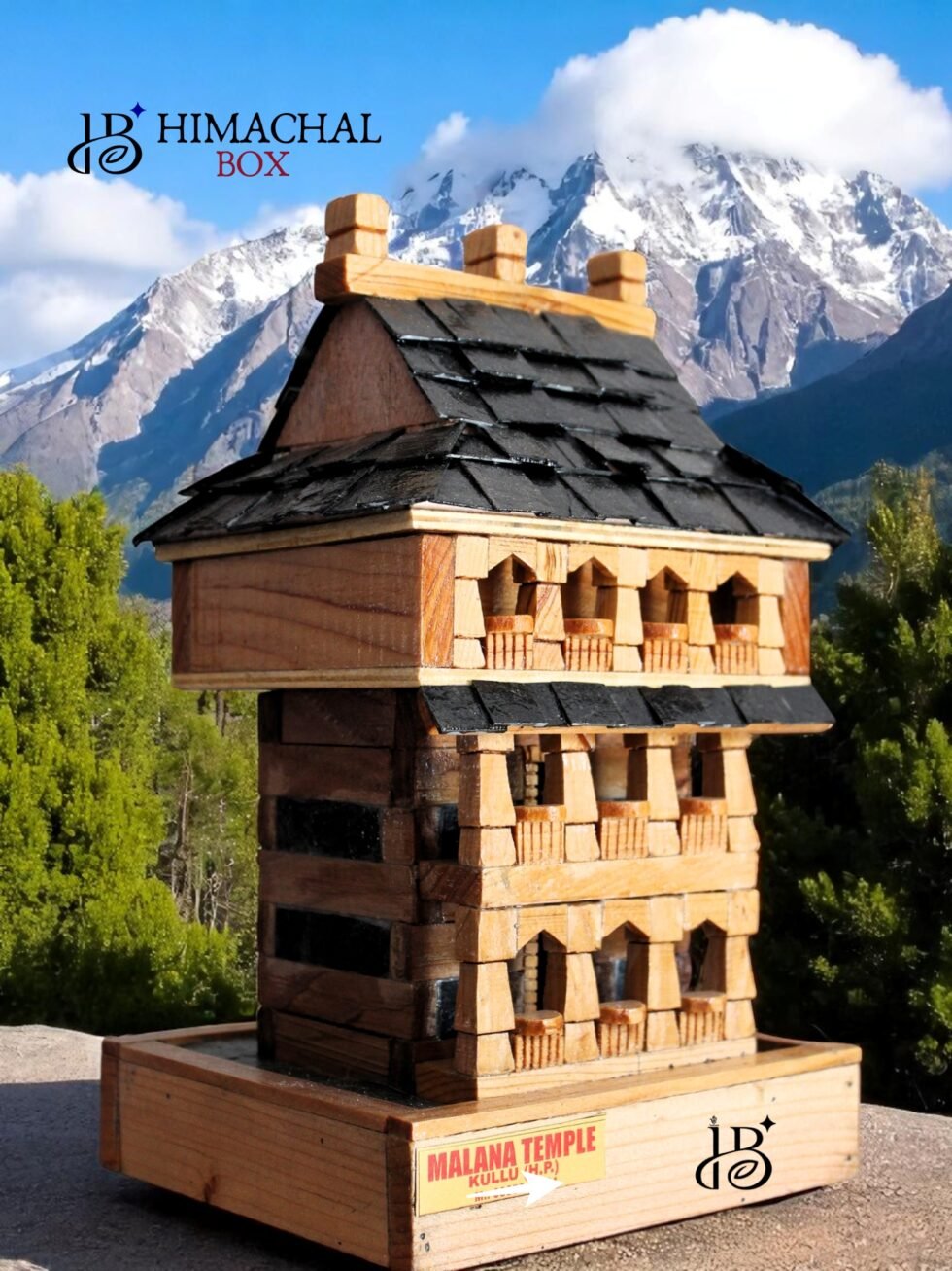 Handcrafted Wooden Replica of Malana Temple Ancient Kathkuni Architecture- Cultural Souvenir from Himachal