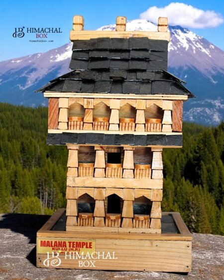 Handcrafted Wooden Replica of Malana Temple Ancient Kathkuni Architecture- Cultural Souvenir from Himachal