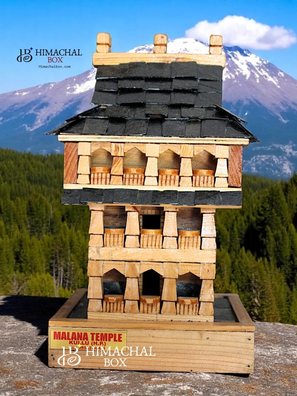 Handcrafted Wooden Replica of Malana Temple Ancient Kathkuni Architecture- Cultural Souvenir from Himachal