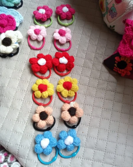 Handmade Crochet Bow Hair Rubber Bands – Multicolor Hair Accessories