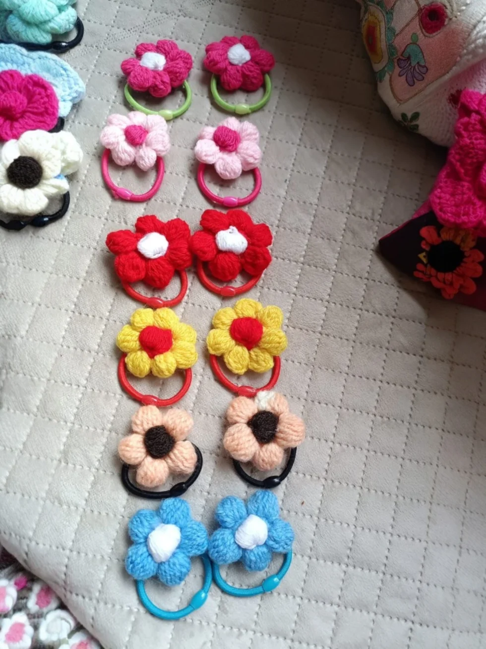 Handmade Crochet Bow Hair Rubber Bands – Multicolor Hair Accessories