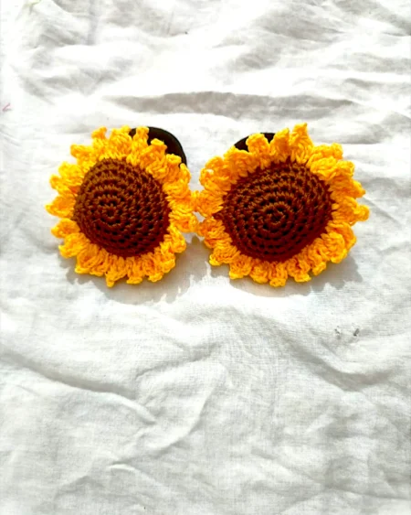 Handmade Sunflower Crochet Hair Rubber Bands – Eco-Friendly Accessories