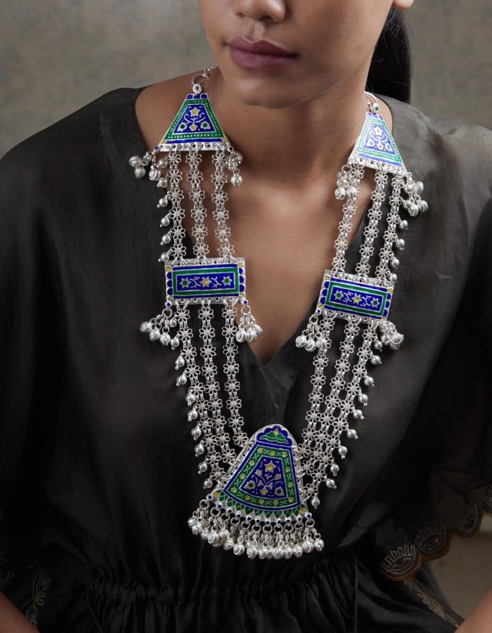 Himachali Pahadi Brass Artificial Jewellery Set – Necklace + Earrings