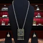 Himachali Kanth Mala With Earrings Set – Artificial Silver & White Metal Beaded Necklace