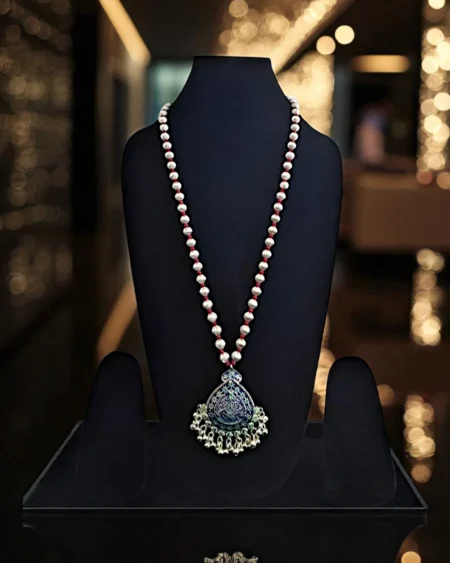 Himachali Kanth Mala – Handcrafted Silver & White Metal Beaded Necklace