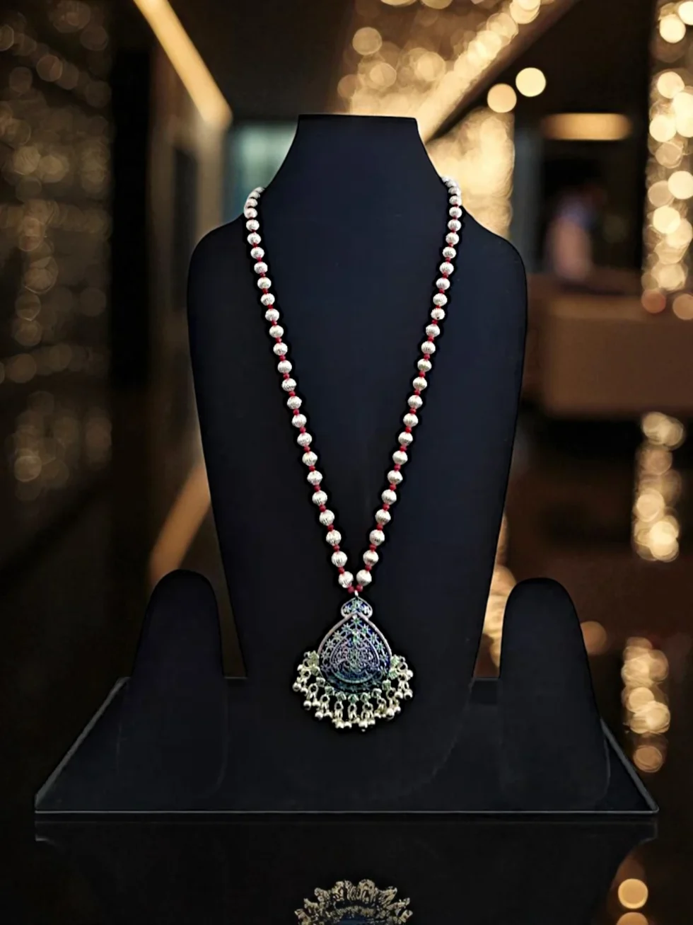 Himachali Kanth Mala – Handcrafted Silver & White Metal Beaded Necklace