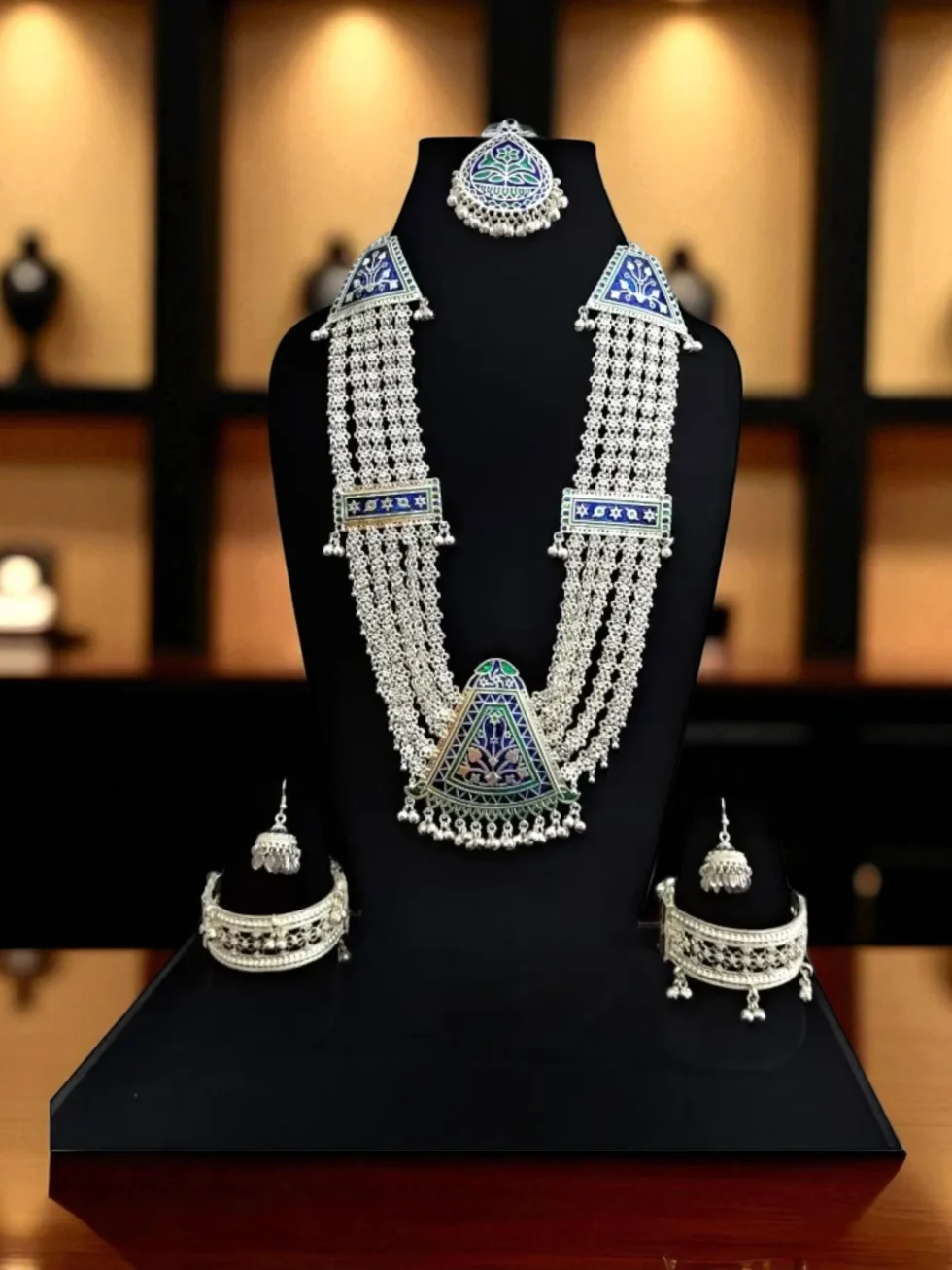 Traditional Himachali Jewelry Set – Chandrahaar, Earrings, Kangan, Maang Tikka & Toka