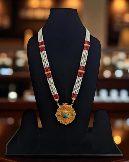 Himachali Traditional Ghau Necklace with Mala – Antique Golden Ethnic Tribal Jewelry