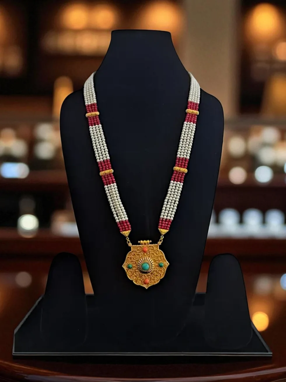 Himachali Traditional Ghau Necklace with Mala – Antique Golden Ethnic Tribal Jewelry