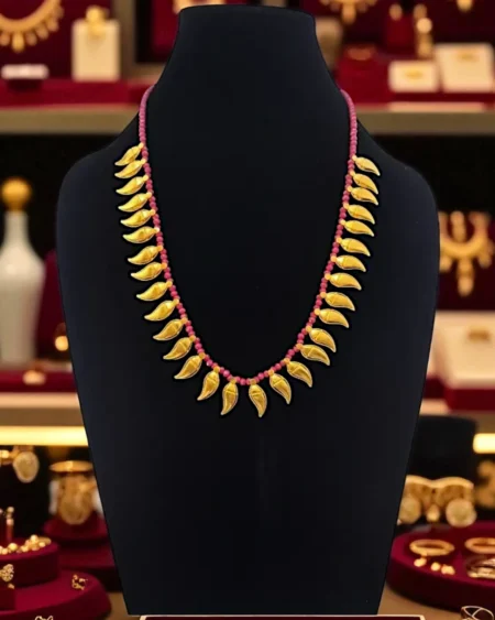 Himachali & Uttarakhand Champakali Amli Necklace with Beaded Mala – Gold-Toned Ethnic Jewelry