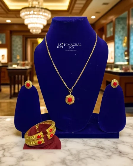 Traditional Necklace Full Set – Complete Bridal Jewellery with Earrings, Ring & Kangan HimachalBox