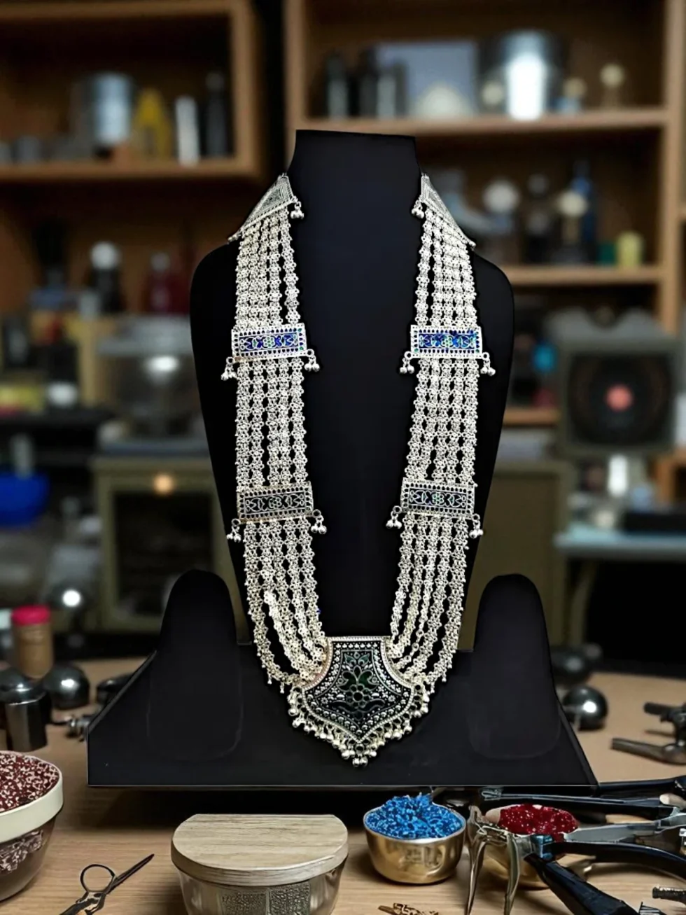 Himachali Pahadi Brass Artificial Jewellery Set – Necklace + Earrings