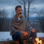 Dark Grey Plain Pure Wool Men’s Shawl (Lohi) | Kullu Handloom Oversized Dushala