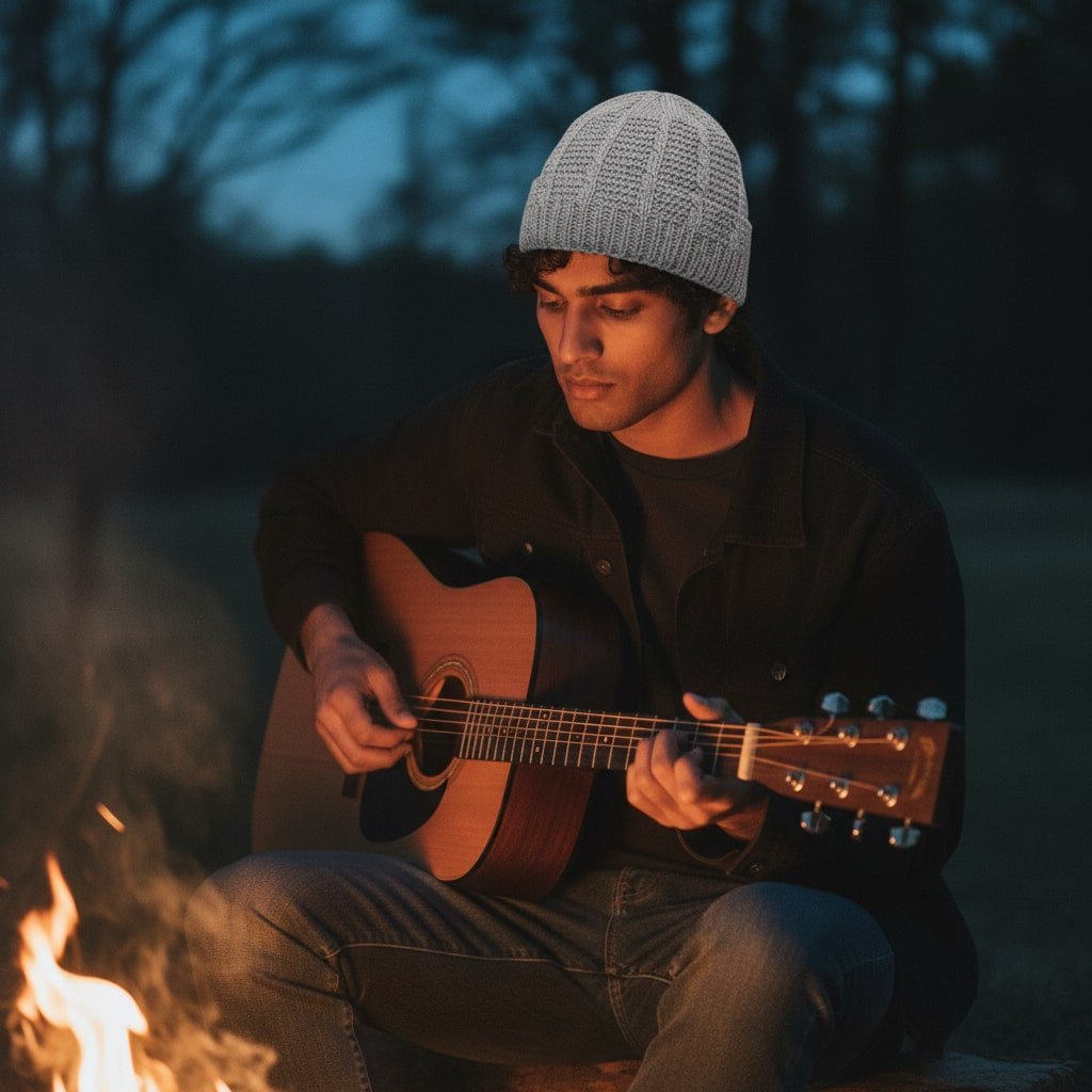 Grey Hand-Knitted Angora Wool Beanie Cap for Men & Women | Himalayan Winter Wear