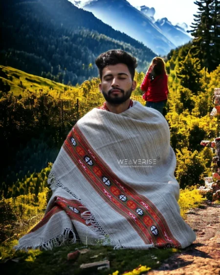 Himalayan Pure Wool Lohi - Woven Men's Shawl and Oversized Blanket