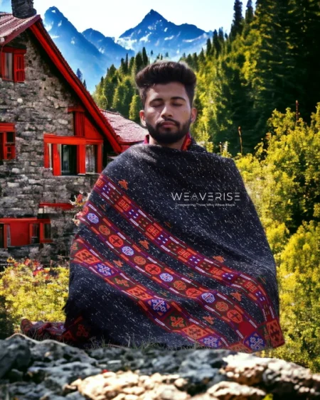 Pure Wool Men's Shawl Blanket - Handloom Woven from the Himalayas