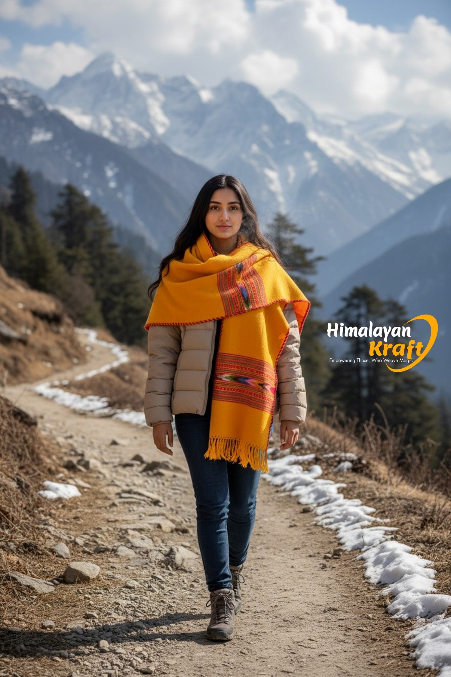 Authentic Kullu Handloom Wool Stole handwoven by Himachali artisans