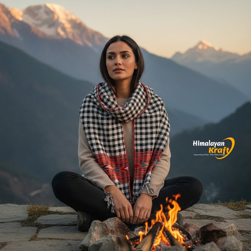 Authentic Kullu Handloom Stole from Himachal Pradesh